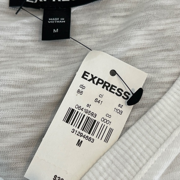 New Express white cotton blend tee shirt, M - Picture 4 of 5